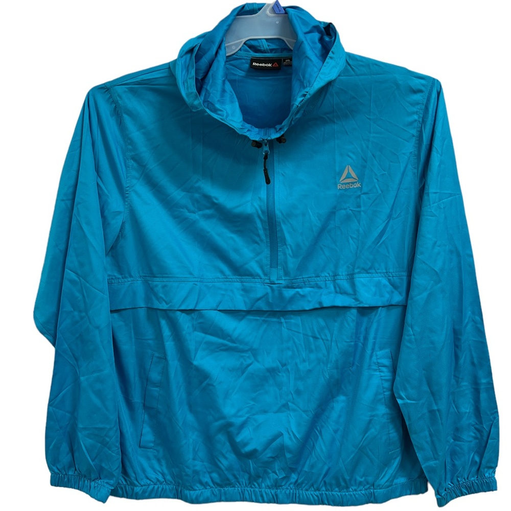 NWT Reebok Windbreaker Vented Jacket Sky Blue Pullover Lightweight Size 2XL